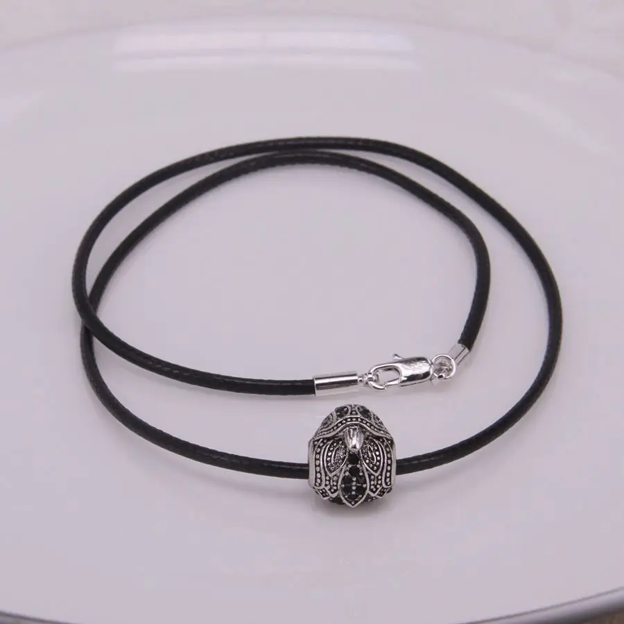 Подвеска из бисера с кожаным мужским ожерельем, новое модное серебряное ожерелье в стиле панк, ювелирный подарок для мужчин 1