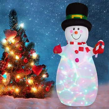 6-футовое надувное украшение в виде рождественского снеговика с подсветкой, надувные игрушки, Снеговик со шляпой, встроенные многоцветные светодиодные фонари на Рождество