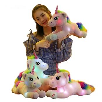 45 см Креативные светящиеся куклы-единороги Kawaii Мягкие животные со светодиодной подсветкой Плюшевая игрушка-единорог для детей Детский Рождественский подарок