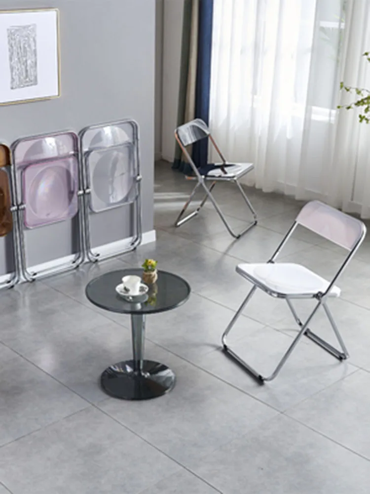 Обеденный стул. Современный простой бытовой деловой стул, прозрачный стул, акриловый складной стул, фотостул для магазина одежды, 1