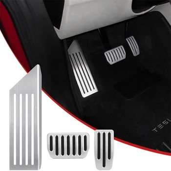 Противоскользящие накладки на педали, алюминиевые накладки на педали акселератора, тормоза и подставки для ног, накладки на педали для ног Tesla Model 3