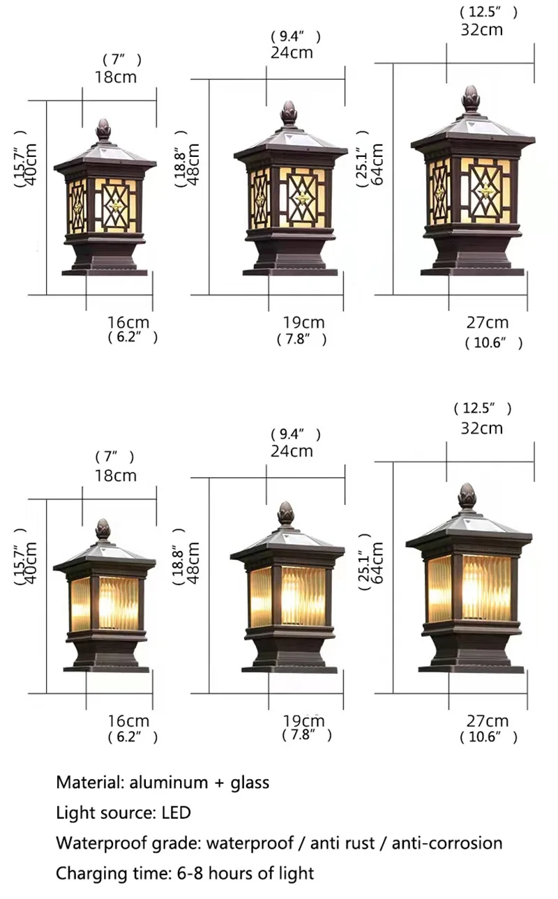 Наружная солнечная лампа TEMAR, классическая Ретро водонепроницаемая светодиодная лампа для внутреннего двора, для украшения сада, балкона, виллы, настенный светильник 5