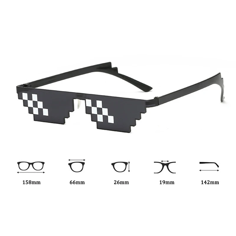 Очки Thug Life Mosaic, Солнцезащитные очки, Мужчины, Женщины, 8-битное кодирование, Пиксель, Модные Крутые винтажные оттенки, Очки для водителей 5