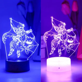 Genshin Impact Collei Аниме Манга Sunset Night Light 3D Светодиодная иллюзионная лампа для детей, прикроватная тумбочка для детской спальни, подарок для декора на день рождения