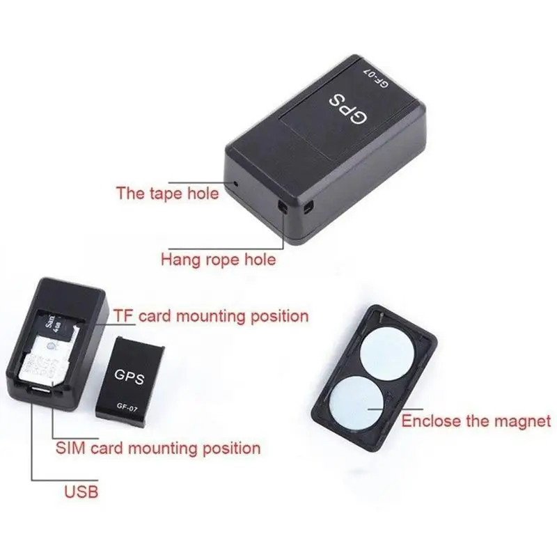 Автомобильный GPS-трекер Mini GF07 GPRS, локатор, устройство для отслеживания записи с защитой от потери, Голосовое управление Может записывать 3