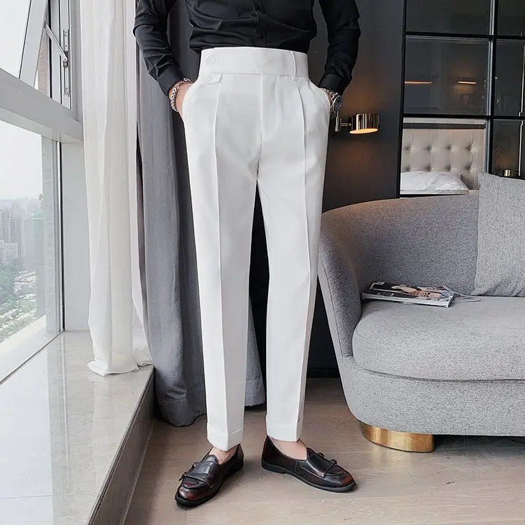 Весенний мужской Классический повседневный костюм 2023, брюки, Свободные Прямые брюки со средней талией, Удобные Мягкие панталоны против морщин, B102 0