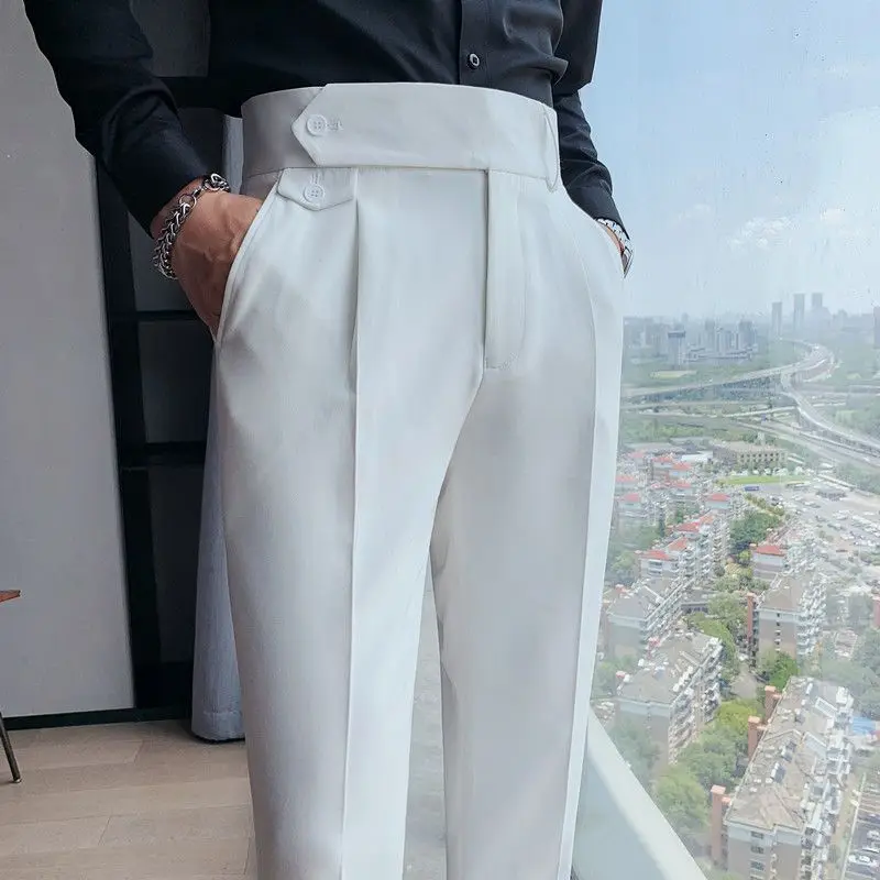 Весенний мужской Классический повседневный костюм 2023, брюки, Свободные Прямые брюки со средней талией, Удобные Мягкие панталоны против морщин, B102 2