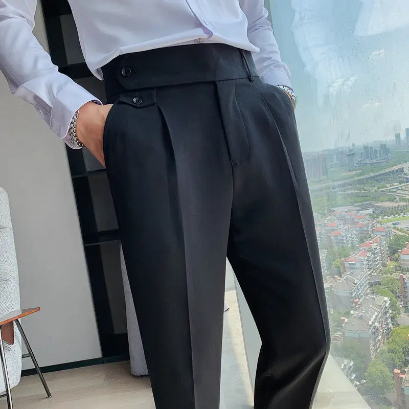 Весенний мужской Классический повседневный костюм 2023, брюки, Свободные Прямые брюки со средней талией, Удобные Мягкие панталоны против морщин, B102 3
