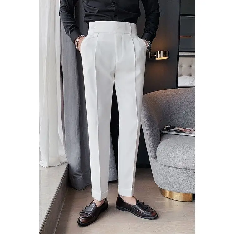 Весенний мужской Классический повседневный костюм 2023, брюки, Свободные Прямые брюки со средней талией, Удобные Мягкие панталоны против морщин, B102 5