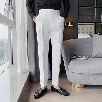 Весенний мужской Классический повседневный костюм 2023, брюки, Свободные Прямые брюки со средней талией, Удобные Мягкие панталоны против морщин, B102