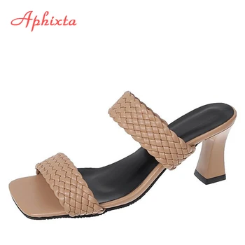 Aphixta/ Новые женские летние шлепанцы из высококачественной ткани с открытым носком, повседневные сандалии для отдыха, женские пляжные шлепанцы большого размера 43 44