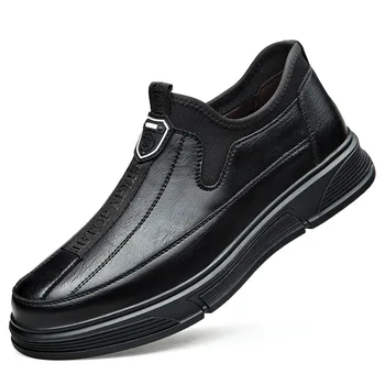 Коллекция 2023 года, весна-осень, новая мужская обувь, деловая повседневная дышащая обувь для обуви среднего возраста, кожаная обувь для ленивых мужчин