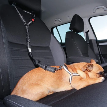 Ремень безопасности для собак, Регулируемый ремень безопасности автомобиля, Светоотражающая эластичная нейлоновая шлейка, поводки для путешествий, Товары для домашних животных, аксессуары для собак.