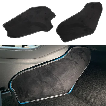 Износостойкие противоударные накладки для Tesla Model Y, Декоративная отделка, Защитный кожаный коврик, центральный пульт управления автомобиля Сбоку