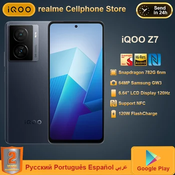 Оригинальный Мобильный Телефон vivo iQOO Z7 5G Snapdragon 782G 6,64 