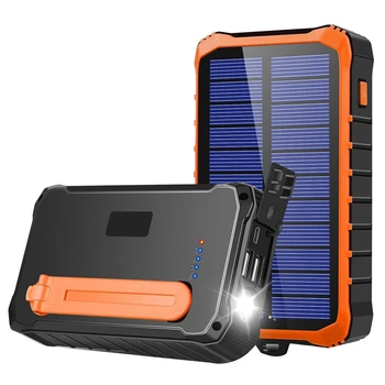 Ручной аккумулятор солнечной энергии 12000 мАч Портативное зарядное устройство для мобильного телефона светодиодный фонарик Наружные аварийные инструменты