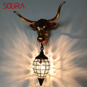 SOURA Современные хрустальные настенные светильники для интерьера, креативный дизайн крупного рогатого скота, светодиодные прикроватные бра для домашнего декора гостиной и крыльца