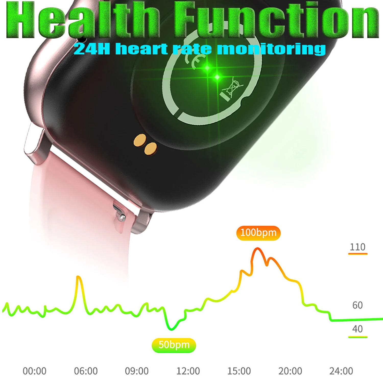 Фитнес-трекер, водонепроницаемые спортивные смарт-часы Bluetooth с сенсорным экраном, пульсометром, измерением артериального давления, оксиметрии 2