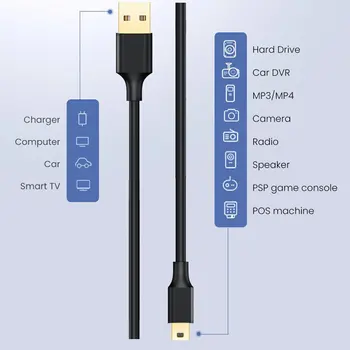 Кабель Mini USB, линия передачи данных Mini USB-USB, быстрое USB-зарядное устройство, шнур для передачи данных, корпуса жестких дисков, Зарядка телефона