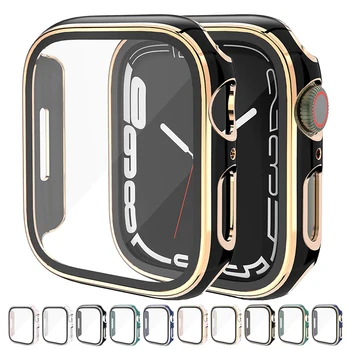 Новый Стеклянный Матовый чехол 2В1 для Apple Watch Case 45 мм 41 44 40 42 38 Бампер + Защитная пленка для экрана iwatch ultra SE 8 7 6 5 4 3 2