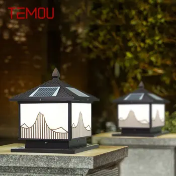 Солнечная лампа TEMOU на открытом воздухе, винтажная лампа на столбе, Светодиодная колонна, водонепроницаемая IP65, современная для домашнего декора в саду и патио