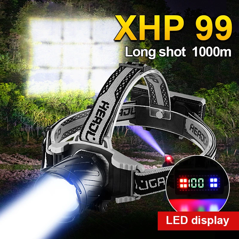 Портативный мощный Головной фонарик LED Новая фара XHP99 18650 Перезаряжаемая Светодиодная фара для рыбалки Кемпинга Охоты 1