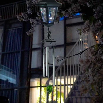 уличный газонный светильник на солнечной батарее с ветровым перезвоном