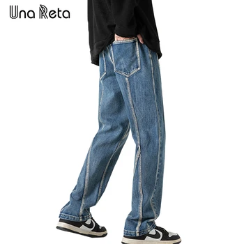 Джинсы Una Reta High Street Jeans Новая мужская одежда Уличная одежда в стиле хип-хоп, джинсовые брюки, брюки Slim Jeans Man