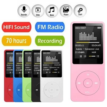 Bluetooth 1,8-дюймовый MP3-плеер USB-зарядка Запись Цифровой дисплей Мультимедиа Без потерь Портативный Карманный Спорт Бег Ходьба Музыка