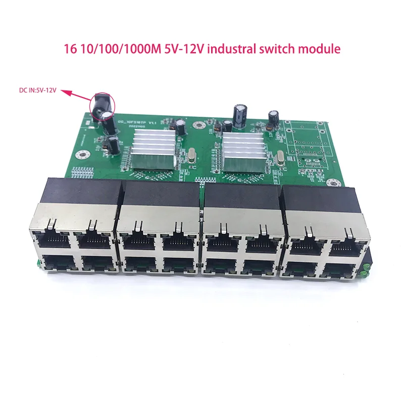 1000M switch Неуправляемый 16-портовый 10/100/1000m промышленный Ethernet-коммутатор модуль PCBA плата OEM с Автоматическим определением Портов 0