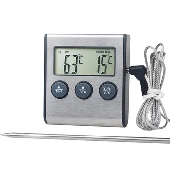 Цифровой кухонный термометр Беспроводной пульт дистанционного управления для приготовления пищи, Кухонный термометр для духовки, Датчик температуры для духовки для барбекю, Таймер для мяса, сигнализация температуры