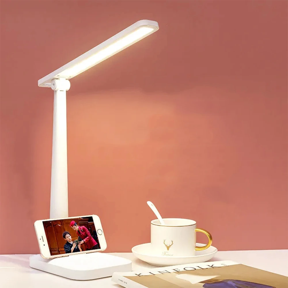 Светодиодная настольная лампа 3 цвета с сенсорным плавным затемнением, складная настольная лампа, прикроватная тумбочка для чтения, защита глаз, настольные лампы, ночник в спальне 0