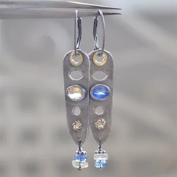 Винтажные сверхдлинные Полые серьги с инкрустацией кристаллами серебристого цвета, модные женские серьги с подвесками ручной работы