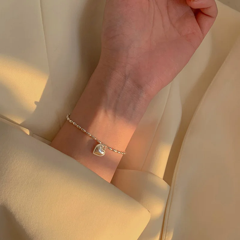 Модные двухслойные браслеты-цепочки с сердечками, Хрустальный браслет-колокольчик из лунного камня, браслет на лодыжке для женщин, ювелирные браслеты, подарки босиком 0