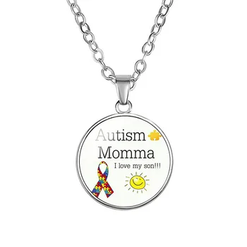 Ожерелье с осознанием аутизма, ожерелье из аутистической цепочки, люди, полные жизни и любви, ювелирные изделия с подвеской из стеклянного кабошона