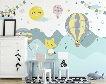 beibehang papel de parede Настройте новые современные скандинавские обои с ручной росписью на воздушном шаре с животными для детей