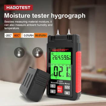 HT633 Цифровой измеритель влажности древесины, Настенный тестер воды, измеритель влажности, ЖК-дисплей, измеритель влажности цементного кирпича