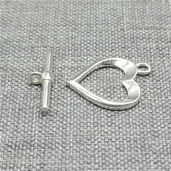 2 комплекта застежек-сердечков из стерлингового серебра 925 пробы для любовных украшений Ожерелье браслет