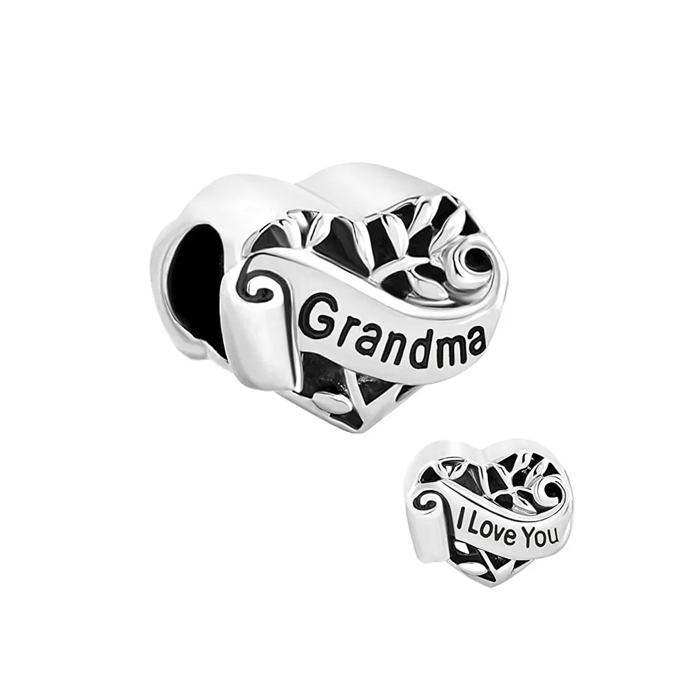 Европейское серебро 925 пробы в форме сердца I Love You Mom Family Fit Оригинальный браслет-оберег из бисера 