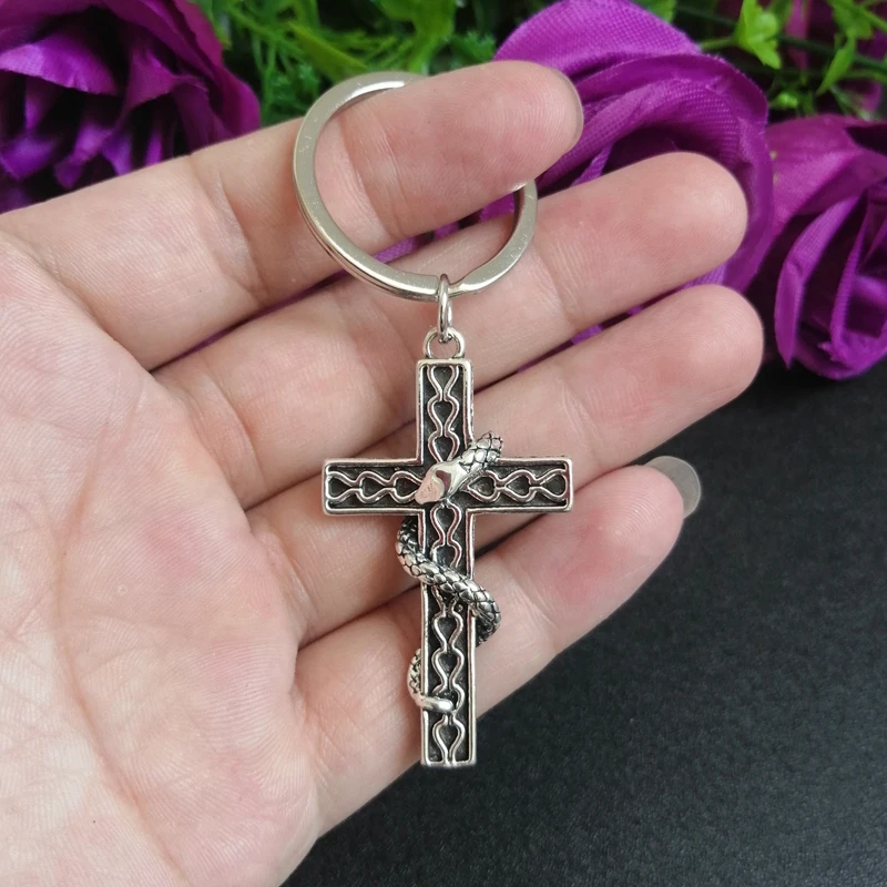 Брелок в виде змеи с готическим крестом, изысканное украшение для подвески в автомобильной сумке 1