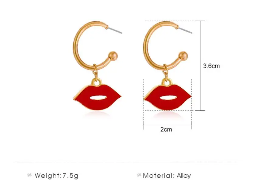 Новые креативные Сексуальные Красные серьги для губ, персонализированные преувеличенные С-образные серьги крючком 1
