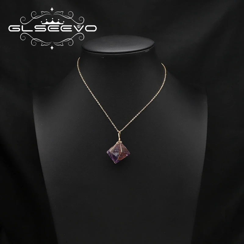 GLSEEVO неправильной формы Ожерелье с фиолетовым аметистом Для женщин Минимализм элегантность Модные подарки Идеи для женщин 0