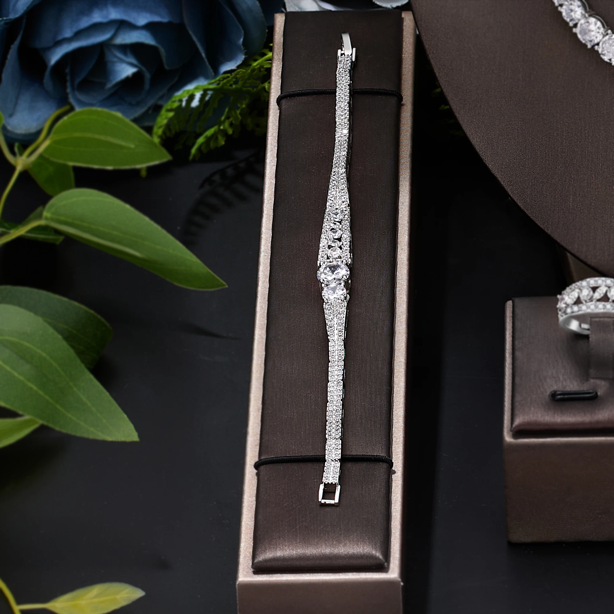 Ожерелье Серьги Дубай Полный Свадебный комплект ювелирных изделий для новобрачных Свадебный Набор Циркония 4