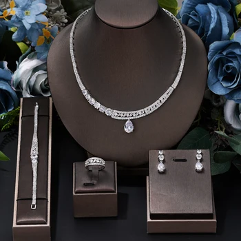 Ожерелье Серьги Дубай Полный Свадебный комплект ювелирных изделий для новобрачных Свадебный Набор Циркония