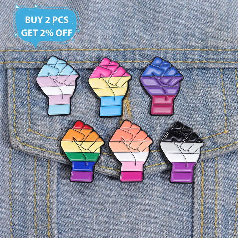 Эмалевые булавки для кулака ЛГБТ На Заказ, Броши для лесбиянок, геев, Би-Транс-Асексуалов, Значки на лацканах, Ювелирные изделия Pride Rainbow, подарок для влюбленных 1