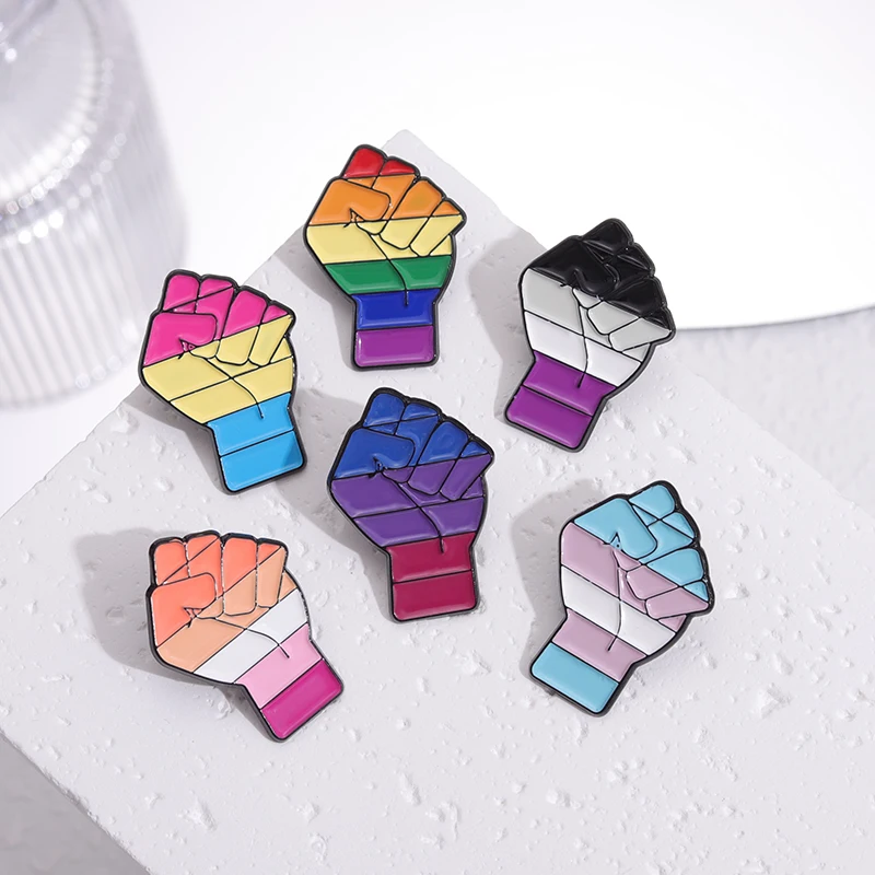 Эмалевые булавки для кулака ЛГБТ На Заказ, Броши для лесбиянок, геев, Би-Транс-Асексуалов, Значки на лацканах, Ювелирные изделия Pride Rainbow, подарок для влюбленных 2