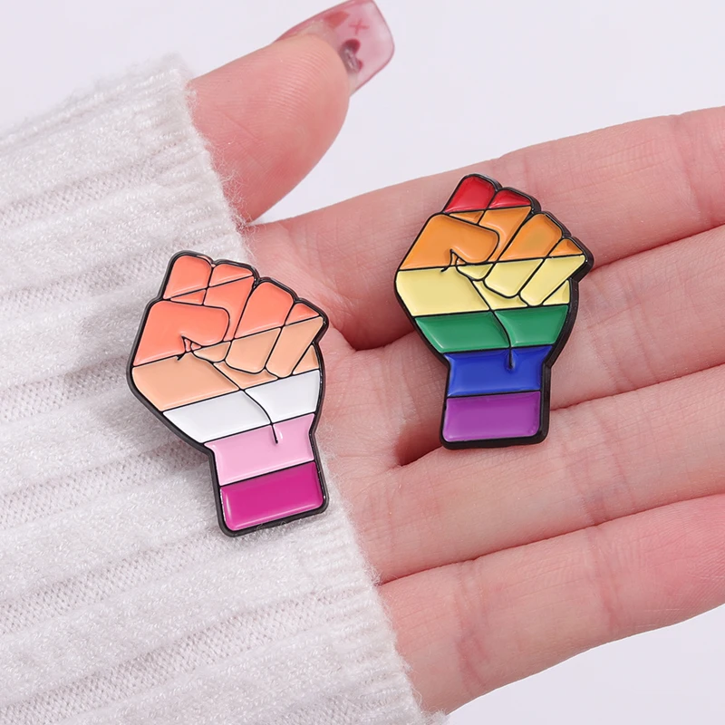 Эмалевые булавки для кулака ЛГБТ На Заказ, Броши для лесбиянок, геев, Би-Транс-Асексуалов, Значки на лацканах, Ювелирные изделия Pride Rainbow, подарок для влюбленных 3