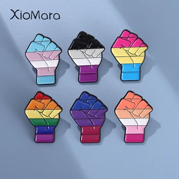 Эмалевые булавки для кулака ЛГБТ На Заказ, Броши для лесбиянок, геев, Би-Транс-Асексуалов, Значки на лацканах, Ювелирные изделия Pride Rainbow, подарок для влюбленных