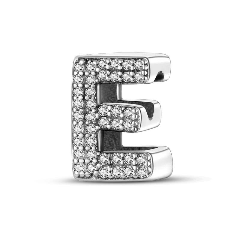 100% Настоящее серебро 925 Пробы, буква алфавита A-Z, Название Шарма, Бусина, подходят для оригинальных браслетов Pandora, аксессуары, ювелирные изделия 4
