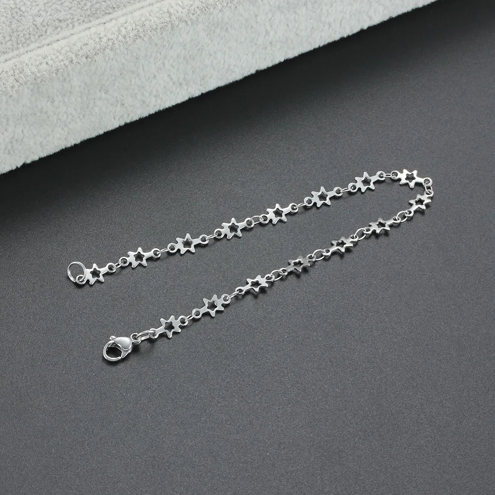 Хирургический браслет-цепочка из нержавеющей стали с шестью звездочками для женщин, серебряный Шарм, классические женские украшения, подарок 2